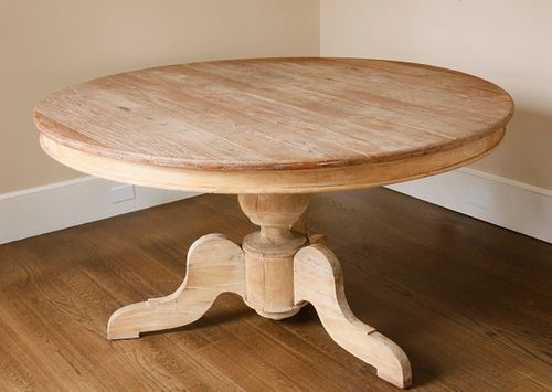 DISTRESSED WOOD CIRCULAR PEDESTAL DINING