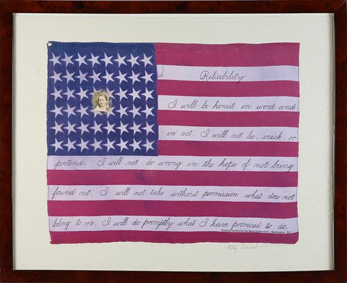 BETSY NIMOCK FRAMED AMERICAN FLAG