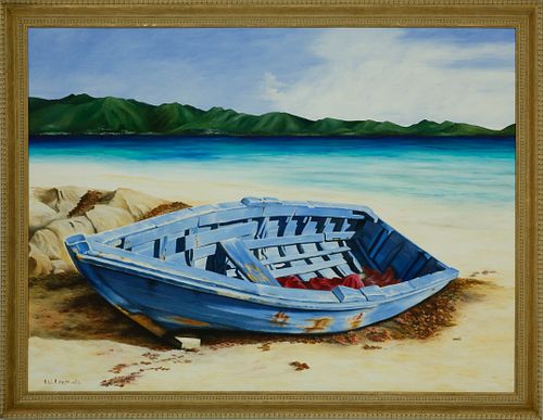 MICHELE LAVALETTE OIL ON CANVAS BEACHED