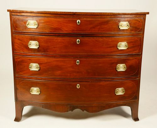 AMERICAN BOW FRONT MAHOGANY CHEST