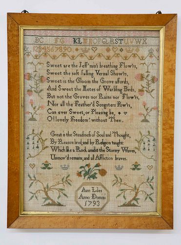 AMERICAN SAMPLER DATED 1793 WROUGHT