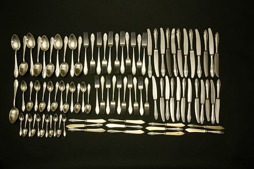 90 PIECE AUSTRIAN 800 SILVER FLATWARE 37d66e