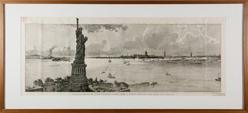 ENGRAVED HARPER S WEEKLY 1886 LIBERTY 37d6cc