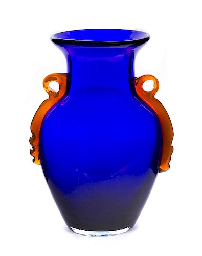 COBALT BLUE ART GLASS VASE WITH 37d71d