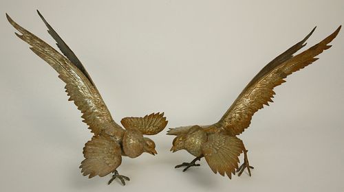 PAIR OF GILT BRASS MODELED PHEASANTSPair 37d727