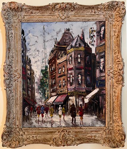 MID CENTURY OIL ON CANVAS PARISIAN 37d720