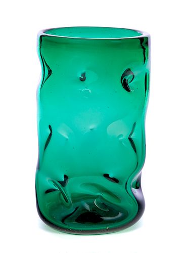 GROTESQUE GREEN ART GLASS VASE 37d728