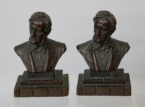 PAIR OF WAGNER PATINA BOOKENDS DEPICTING