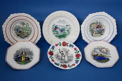 SIX ASSORTED POLYCHROME TRANSFERWARE