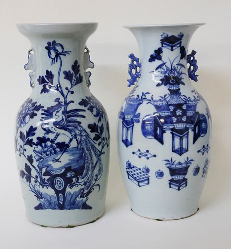 TWO ANTIQUE CHINESE BLUE AND WHITE