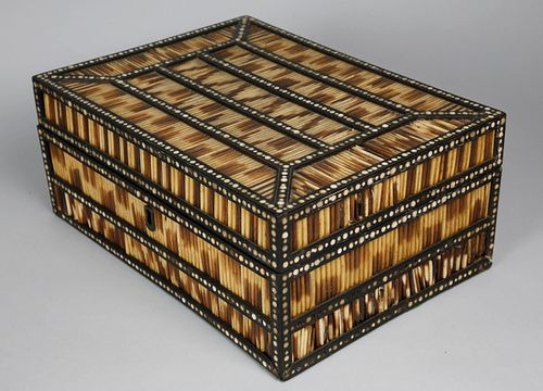 ANGLO-INDIAN EBONY QUILL BOX, LATE