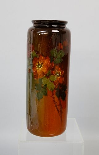 WELLER POTTERY VASE WITH HAND PAINTED