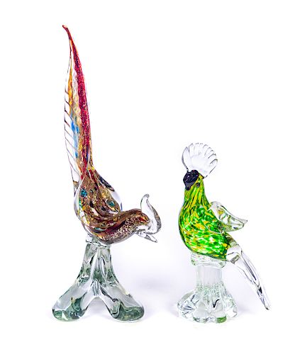 2 MURANO ITALIAN ART GLASS BIRDSExcellent 37d7b7