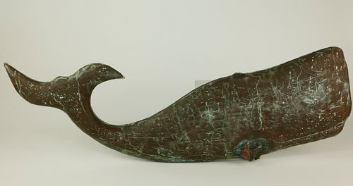 VINTAGE MOLDED COPPER WHALE WEATHERVANEVintage 37d7c5