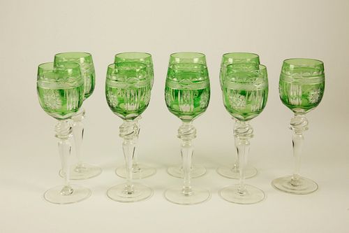SET OF NINE GREEN CUT TO CLEAR 37d7c0