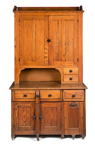 ANTIQUE OAK FIFTH LEG DRY SINK 37d7ce