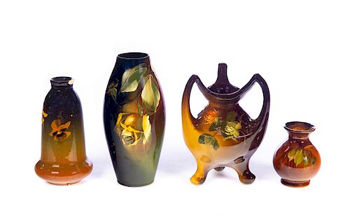 4 AMERICAN ART POTTERY, WELLER, OWENSAll