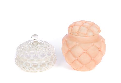 2 ART GLASS JARS BY FENTON AND