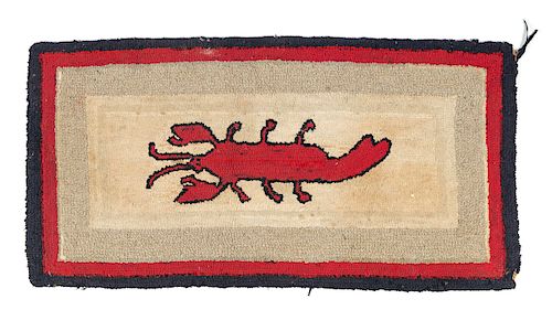 EARLY LOBSTER FOLK ART HOOKED RUGShows 37d827