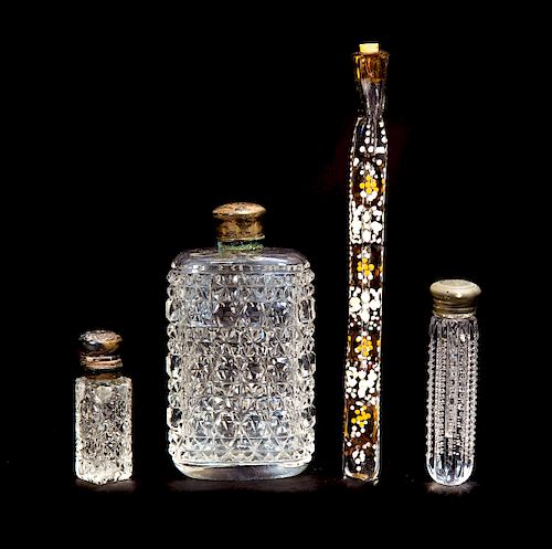 4 CUT GLASS PERFUME SCENT BOTTLES 37d832