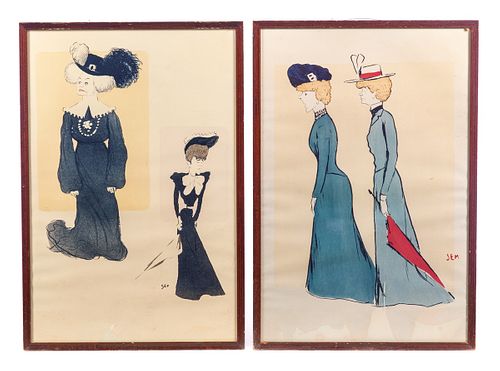 2 FRENCH FASHION PRINTS SIGNED 37d84f