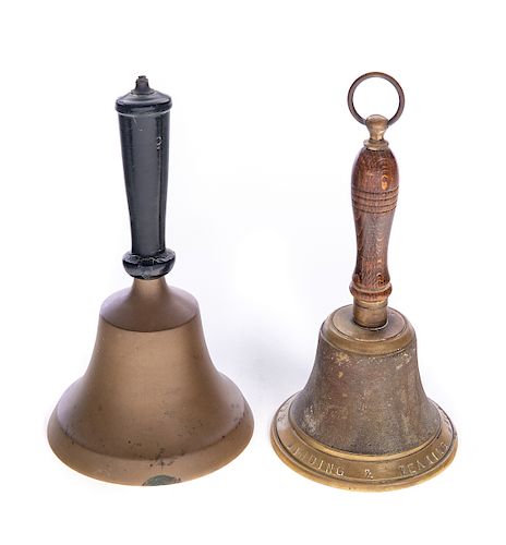 2 BRASS BELLS WINDING BEAMING 37d8b1