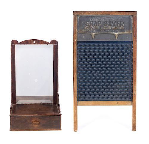 EARLY AMERICAN SHAVING STAND AND