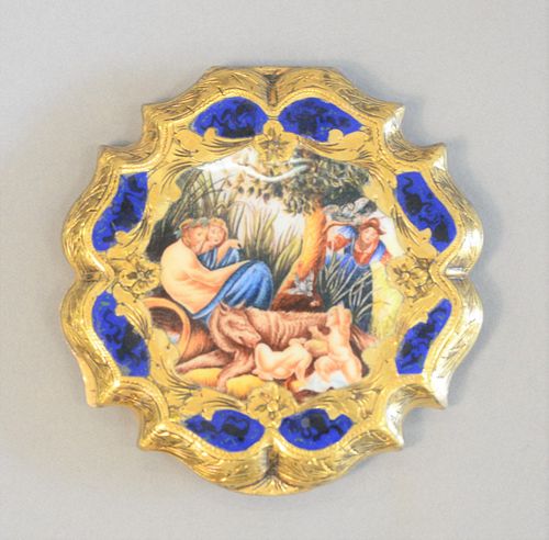 GILT SILVER ENAMELED COMPACT DIA  37b225