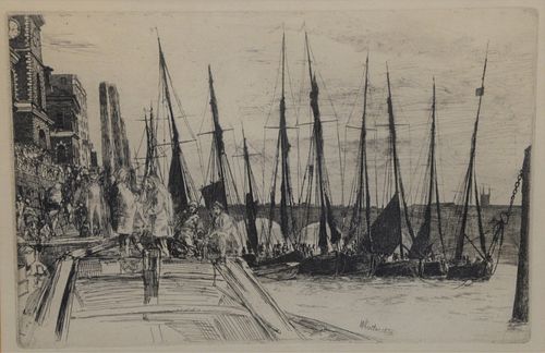 JAMES WHISTLER ETCHING BILLINGSGATE  37b244