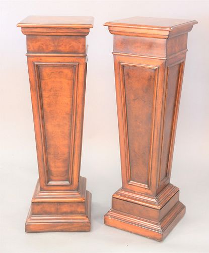 PAIR OF BURLWOOD PEDESTALS, HT.