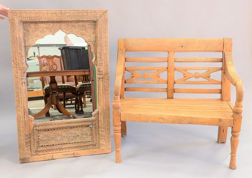 TWO PIECE LOT TO INCLUDE TEAK BENCH 37b265