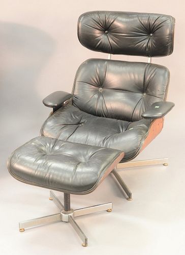 EAMES STYLE LOUNGE CHAIR AND OTTOMAN.Eames