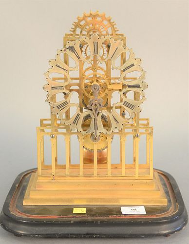 BRASS SKELETON CLOCK, HT. 12 1/2".