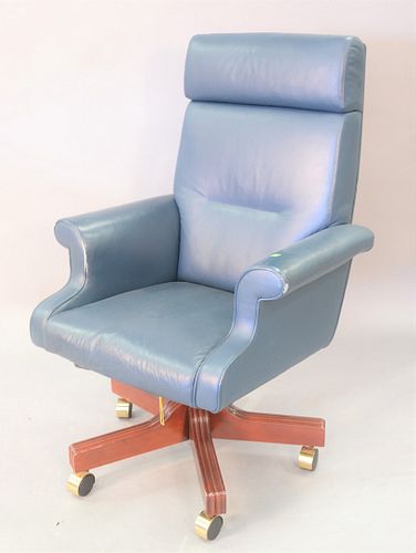 BLUE LEATHER EXECUTIVE OFFICE CHAIR.Blue