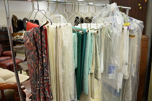 RACK OF TABLECLOTHS AND LINENS, SOME