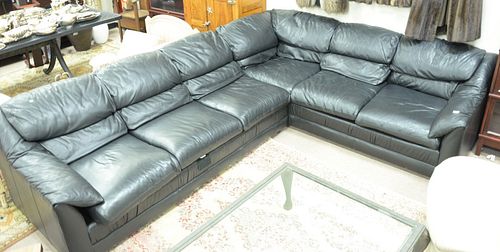 BLACK LEATHER TWO PART SECTIONAL 37b2d2
