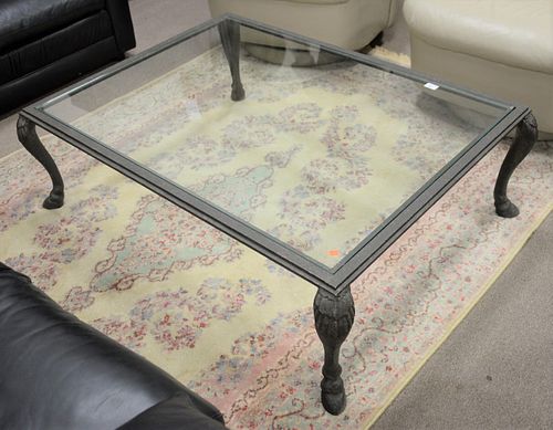 GLASS TOP COFFEE TABLE WITH IRON