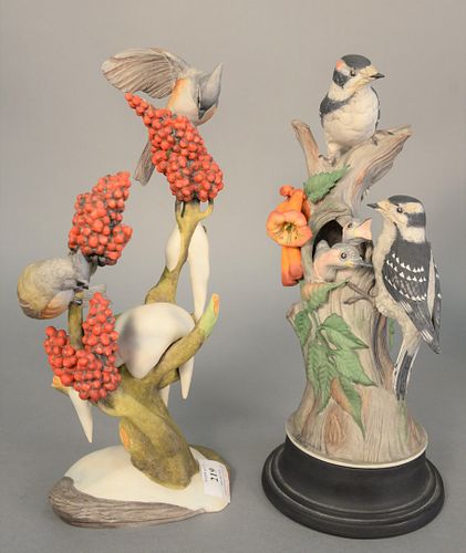 TWO BOEHM "TUFTED TITMICE" PORCELAIN