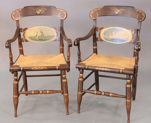 PAIR OF HITCHCOCK ARM CHAIRS WITH 37b2f8