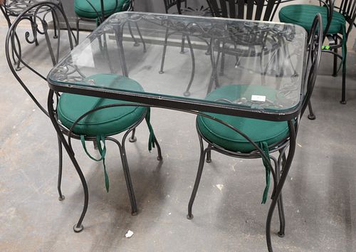 TWO GLASS TOP TABLES, HT. 29",