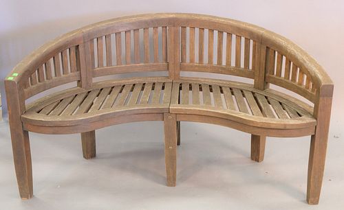 TEAK BENCH WITH CURVED BACK, (SEAT