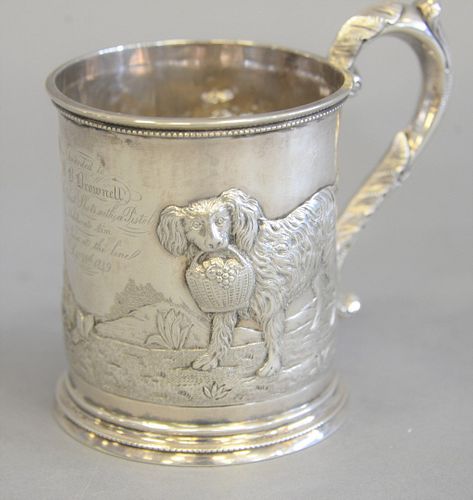 STERLING MUG EMBOSSED DOG AND 37b336