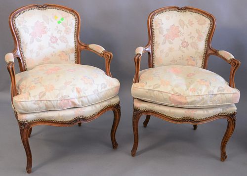 PAIR OF LOUIS XV STYLE FAUTEUILS