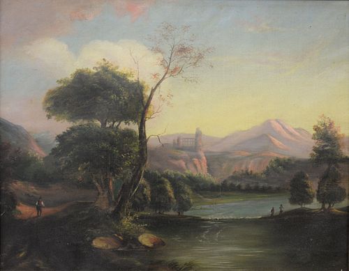 19TH C. OIL ON CANVAS RIVER LANDSCAPE