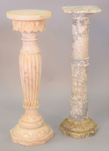 TWO PEDESTALS, ONE ALABASTER, HT.