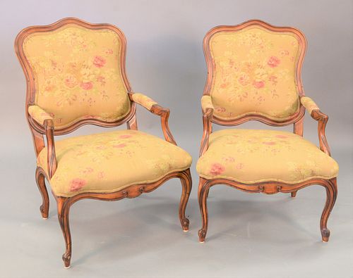 PAIR OF LOUIS XV STYLE FAUTEUIL,