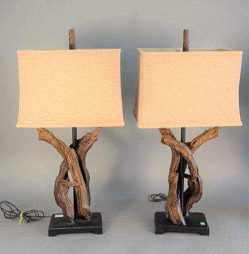 PAIR OF DRIFTWOOD STYLE TABLE LAMPS  37b3cb