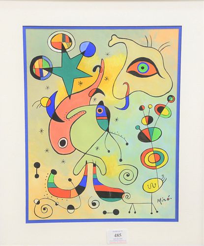 AFTER JOAN MIRO, WATERCOLOR ON