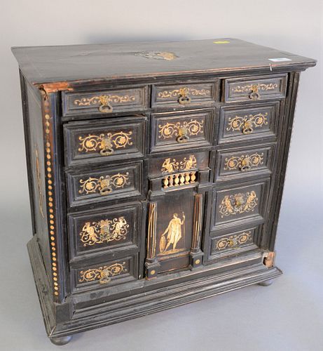 EBONIZED DESK CABINET WITH THIRTEEN