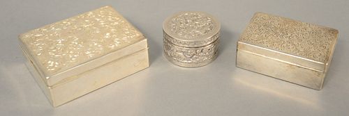 THREE SILVER BOXES, ALL WITH LINERS,